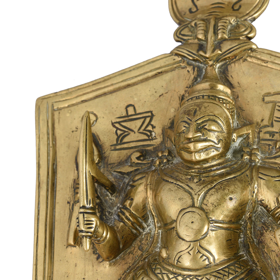 Detail From Antique Bronze Votive Panel Of Virabhadra From Deccan - 19th Century | Indigo Antiques