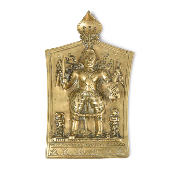 Bronze Votive Panel Of Virabhadra From Deccan - 19th Century