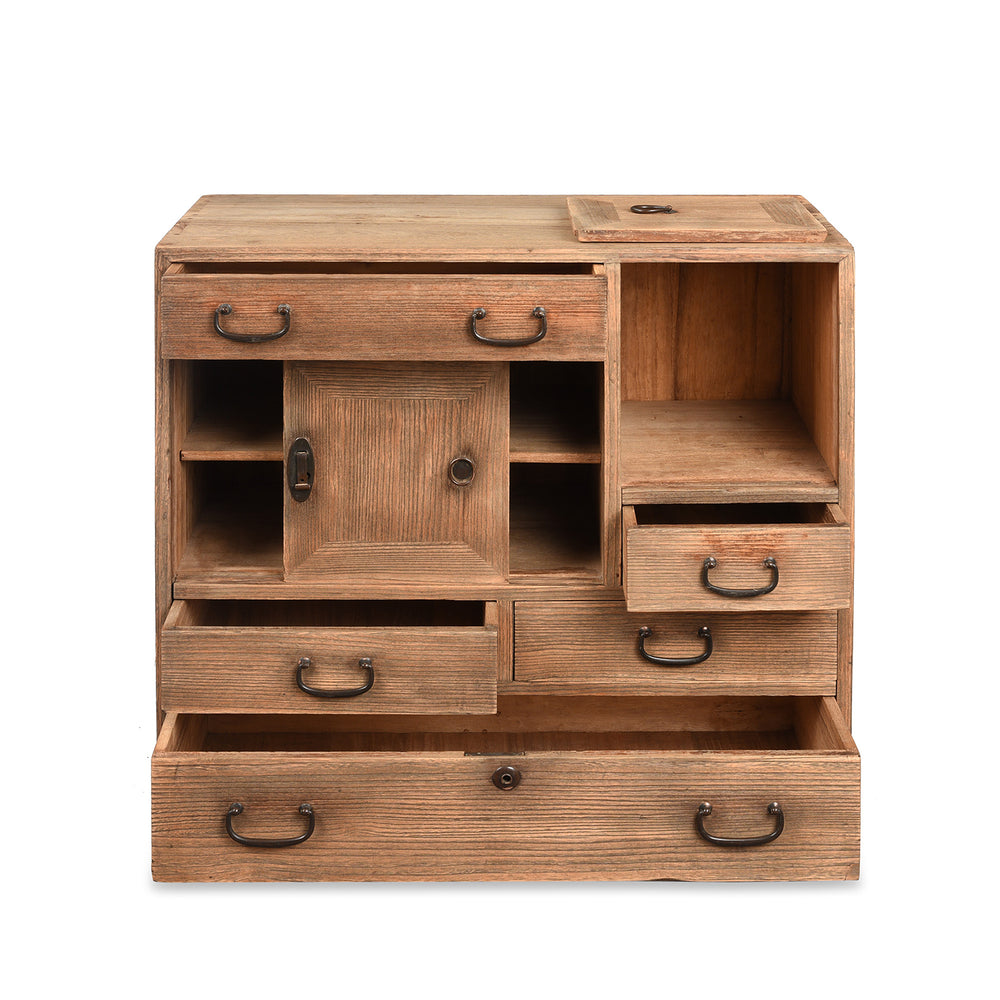 Open View Of Antique Japanese Tea Chest Dansu | Indigo Antiques