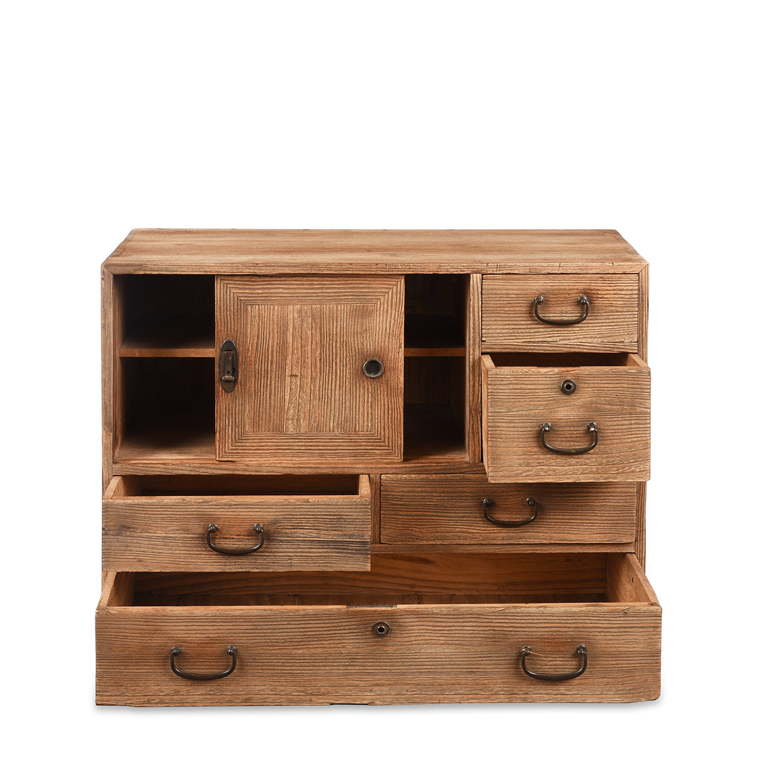 Open Doors View Of Antique Japanese Tea Chest Dansu | Indigo Antiques