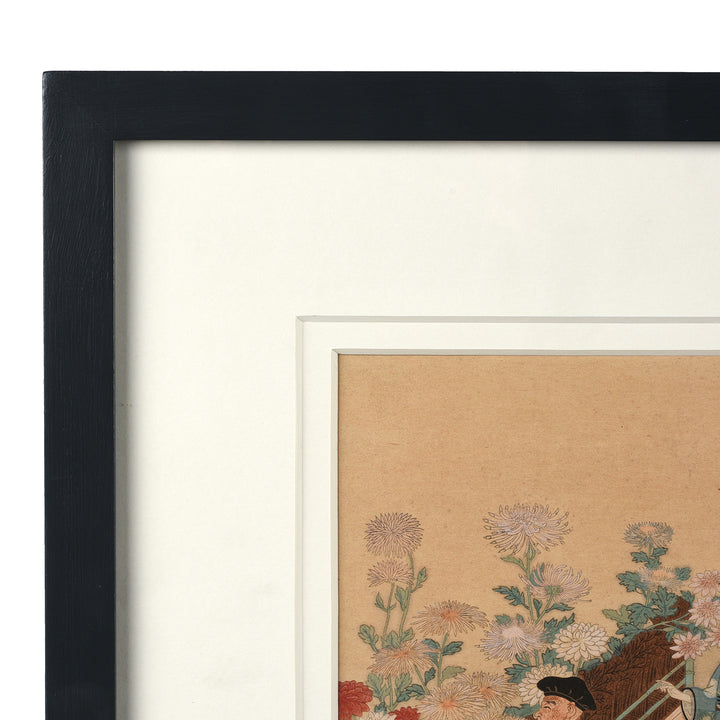 Frame Detail From Antique Framed Japanese Woodblock Print by Nishikawa Sukenobu | Indigo Antiques