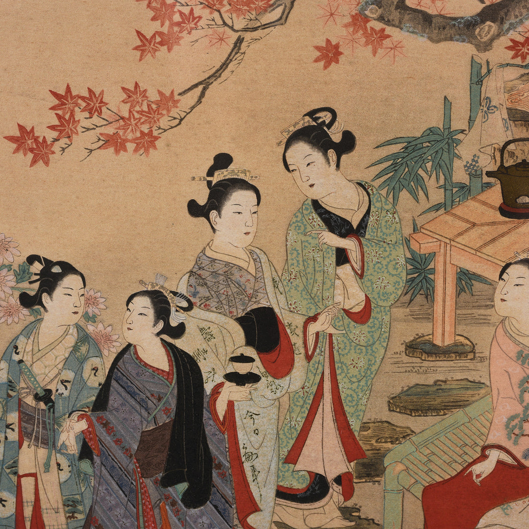 Detail From Antique Framed Japanese Woodblock Print by Nishikawa Sukenobu | Indigo Antiques