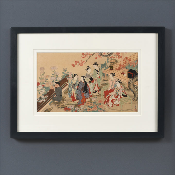 Antique Framed Japanese Woodblock Print by Nishikawa Sukenobu | Indigo Antiques