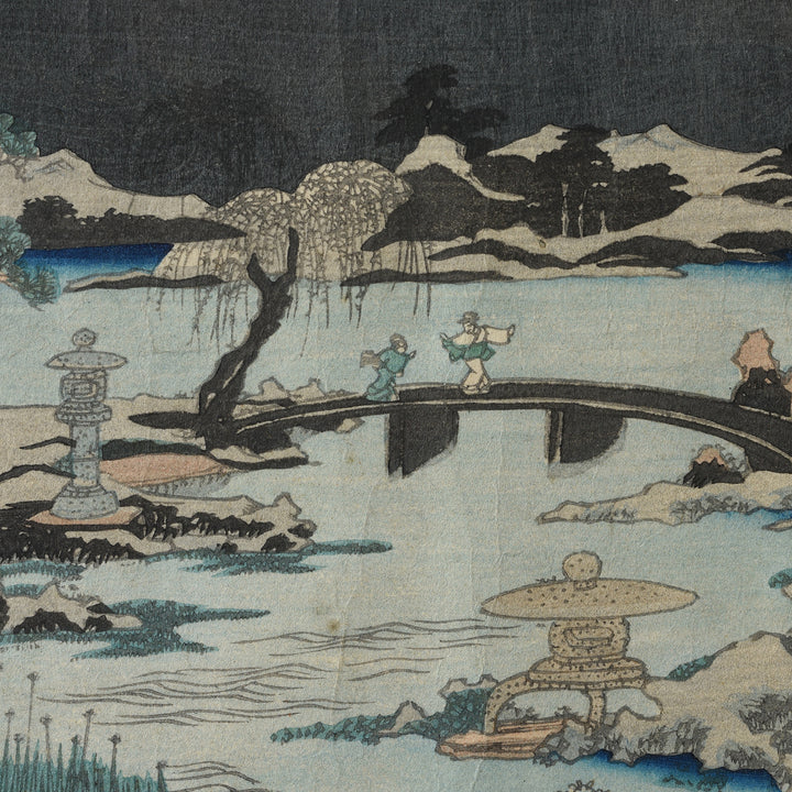 Detail From Antique Framed Japanese Triptych Woodblock Print By Utagawa Kunisada II | Indigo Antiques