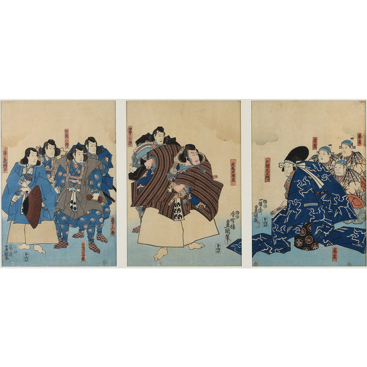 "Kanjincho" Kabuki Triptych By Kuniyoshi