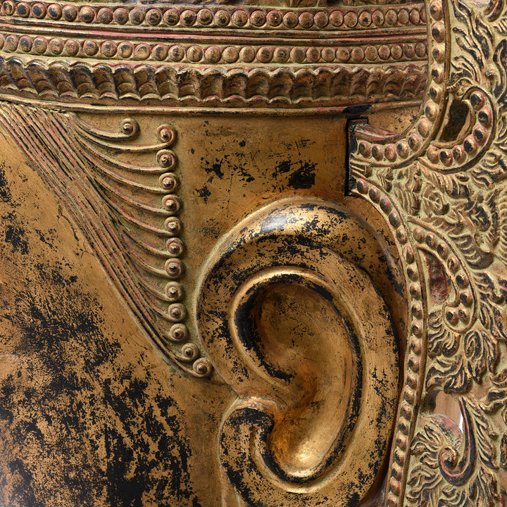 Detail From Antique Large Gilt Burmese Shan Buddha Head - Ca 1940 | Indigo Antiques