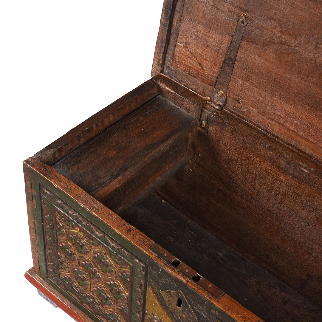 Candle Box Detail From Antique Painted Indonesian Chest | Indigo Antiques