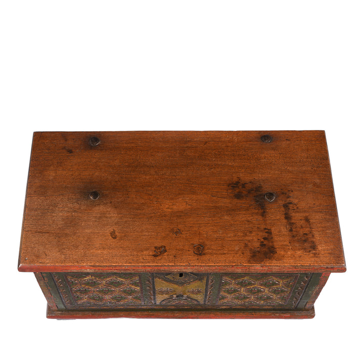 Top Down View Of Antique Painted Indonesian Chest | Indigo Antiques