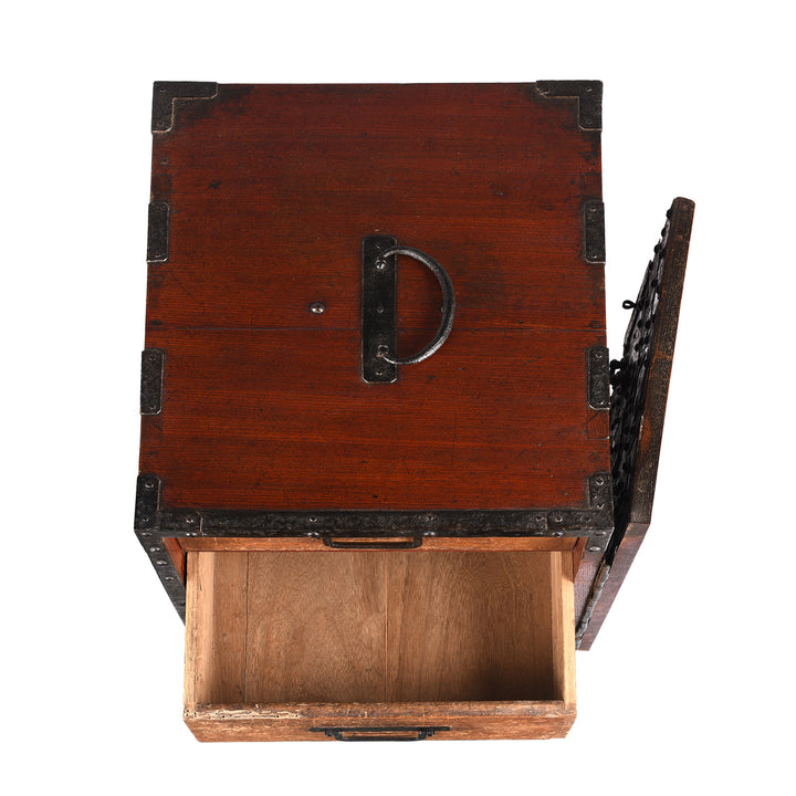 Top Down View Of Antique Japanese Kakesuzuri Funa Dansu From Sado Island | Indigo Antiques