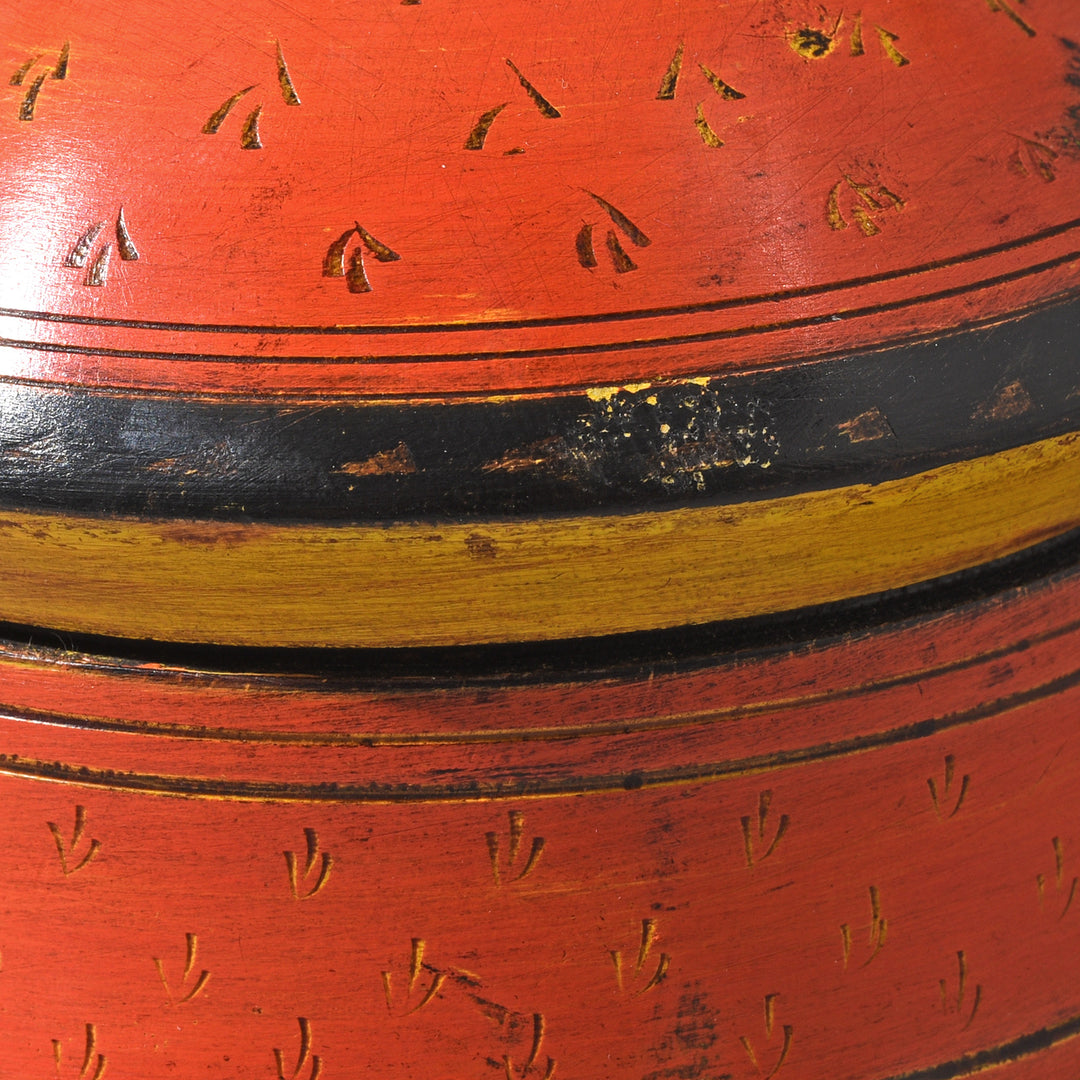 Detail From Vintage Lacquer Pot from Rajasthan ca 1930 | Indigo Antiques