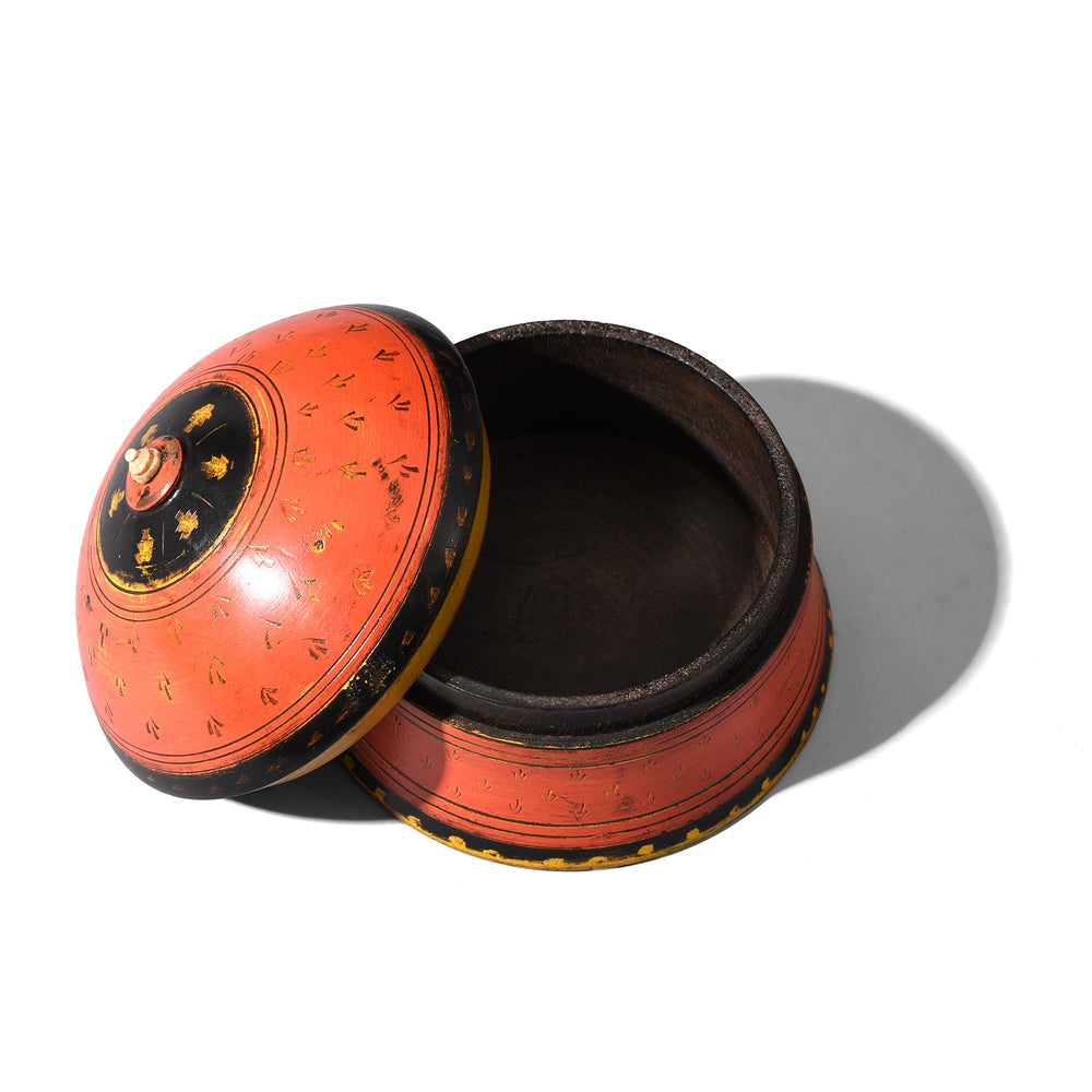 Open View Of Vintage Lacquer Pot from Rajasthan ca 1930 | Indigo Antiques