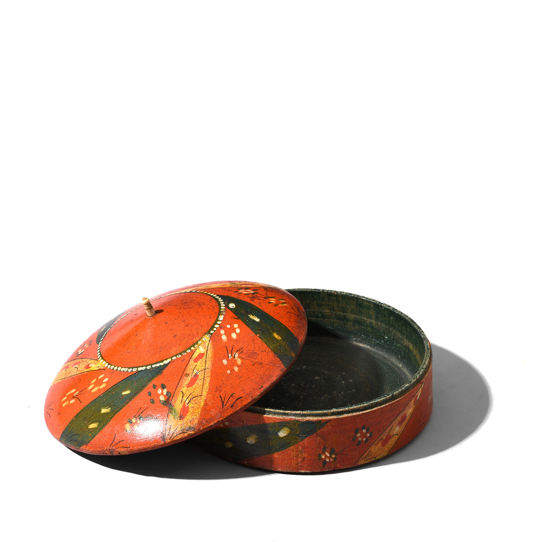 Lid Off Detail From Vintage Lacquer Pot from Rajasthan - Ca 1930's | Indigo Antiques