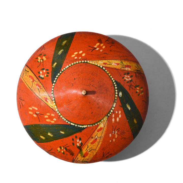 Top Down View Of Vintage Lacquer Pot from Rajasthan - Ca 1930's | Indigo Antiques
