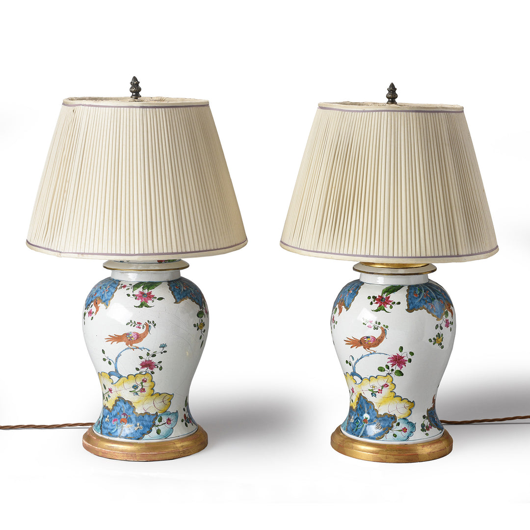 Pair Of Vintage Temple Jar Lamp With Shade | Indigo Antiques