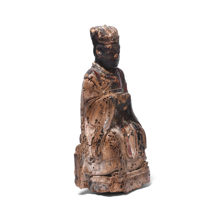 Angled View Of Antique Chinese Ancestor Figure | Indigo Antiques