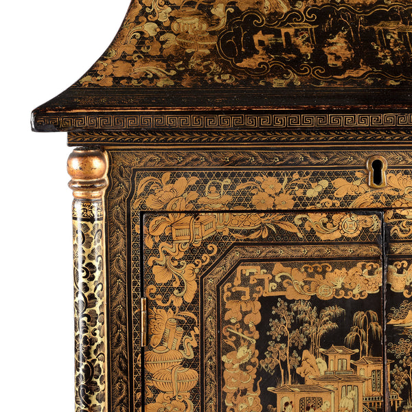 Black Lacquer Canton Export Jewellery Cabinet - Early 19th Century