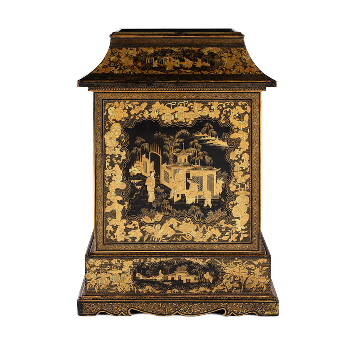 Back Of Antique Gilt Black Lacquer Chinese Canton Export Jewellery Cabinet - Early 19th Century | Indigo Antiques