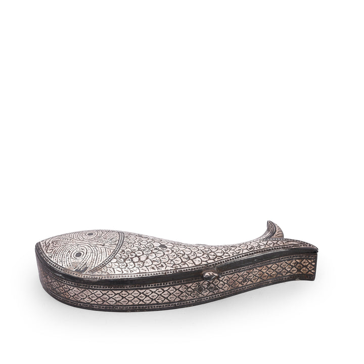 Bidri Work Mughal Fish Box From Lucknow | Indigo Antiques