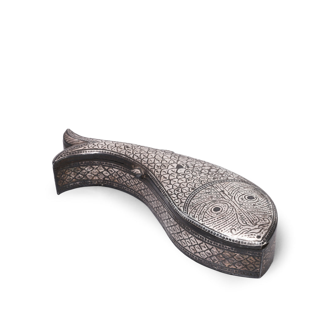 Bidri Work Mughal Fish Box From Lucknow | Indigo Antiques