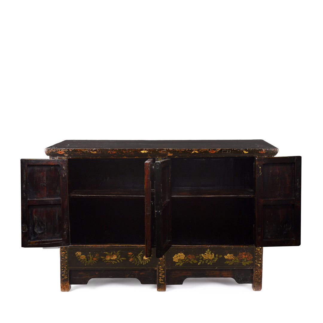 Open View Of Antique Black Lacquer Sideboard From Shanxi | Indigo Antiques