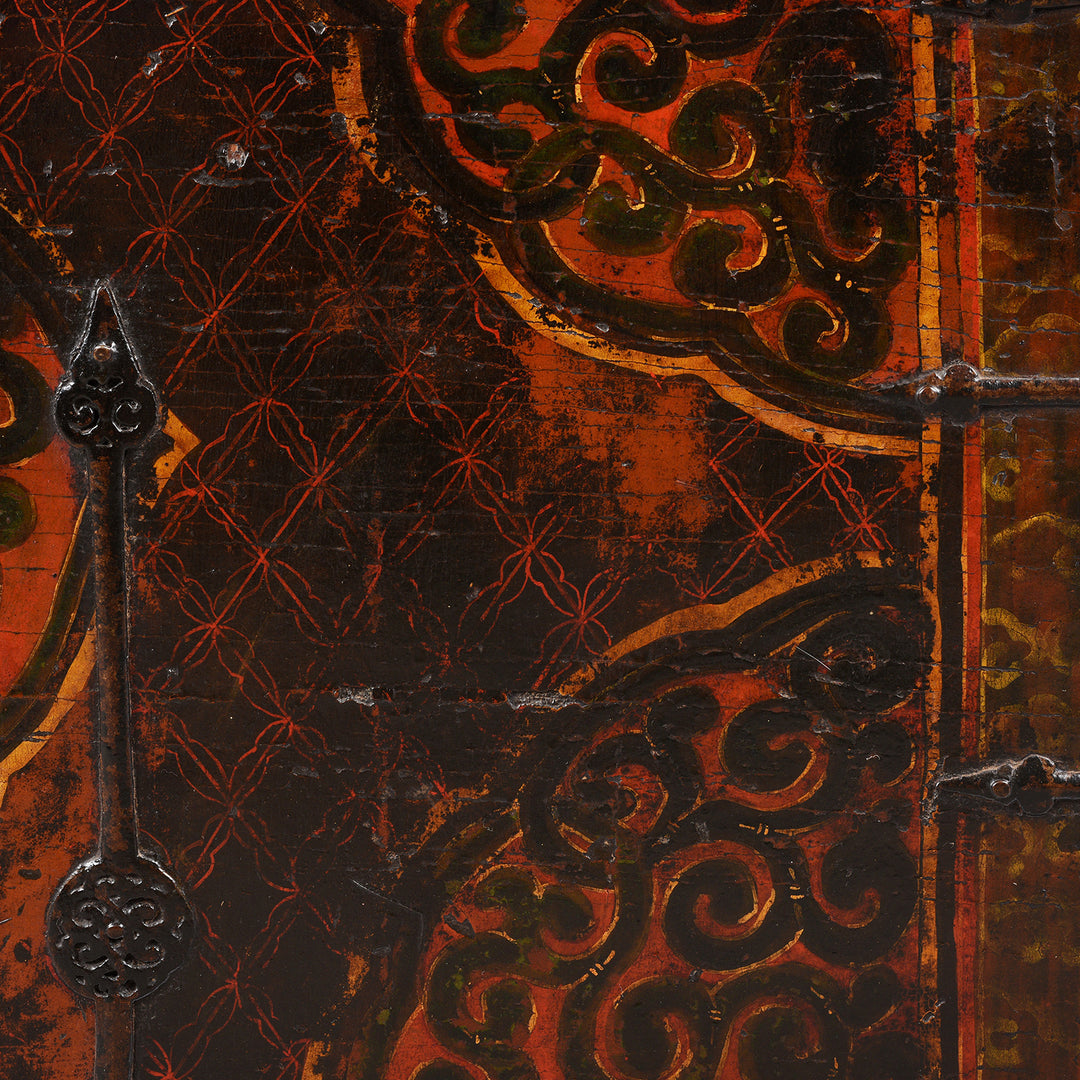 Detail From Antique Painted Storage Chest From Tibet | Indigo Antiques