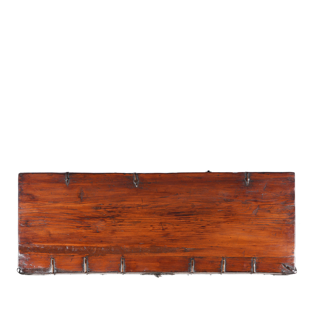 Top Down view Of Antique Painted Storage Chest From Tibet | Indigo Antiques