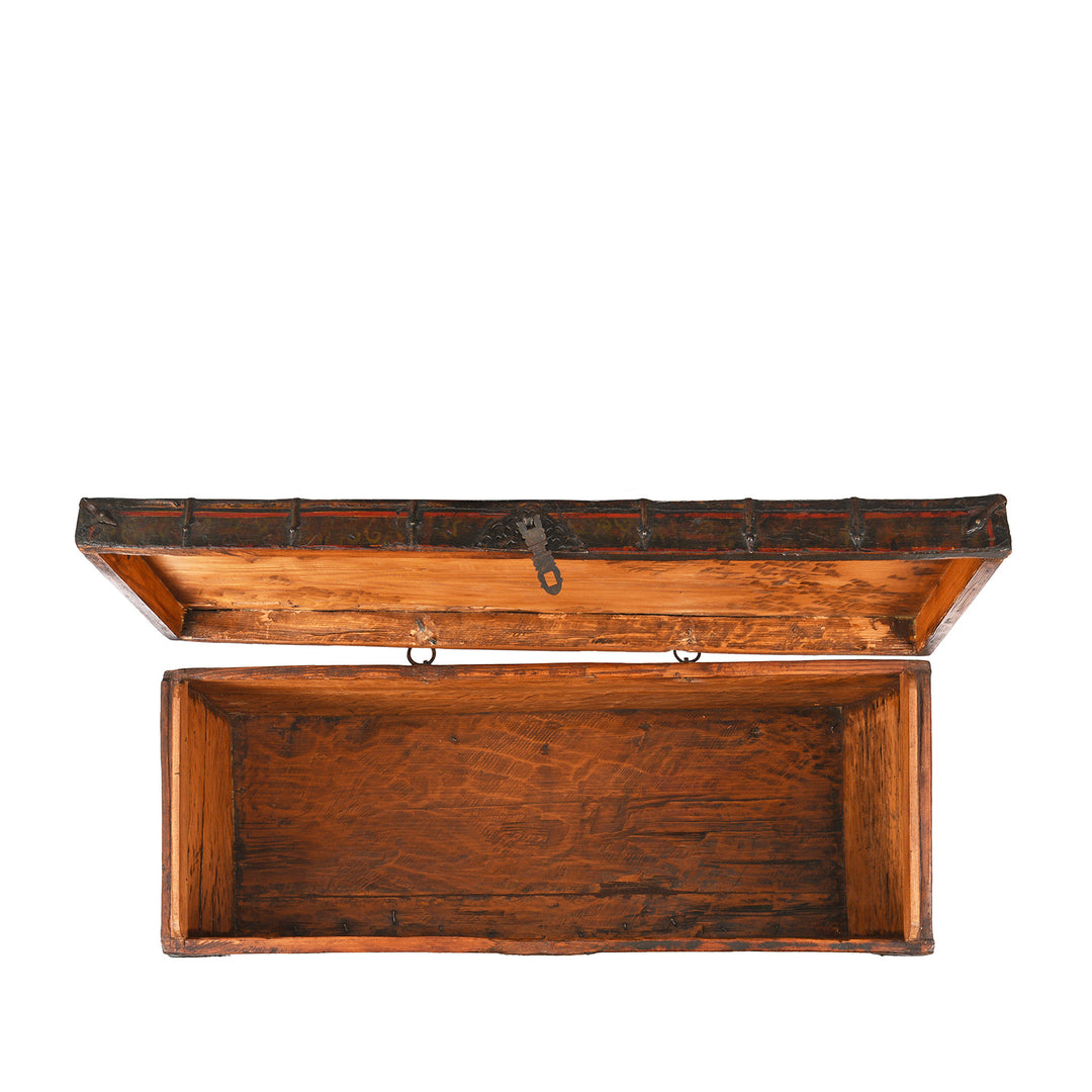 Interior Of Antique Painted Storage Chest From Tibet | Indigo Antiques
