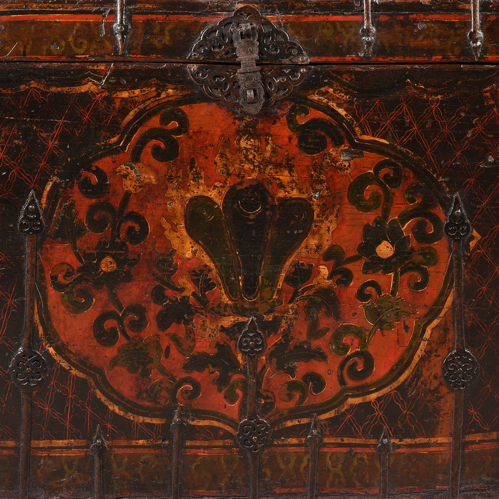 Detail From vAntique Painted Storage Chest From Tibet | Indigo Antiques