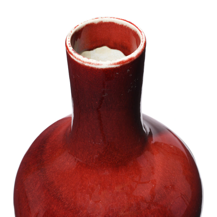 Interior Of Antique Sang De Boeuf Porcelain Bottle Neck Vase (Tianqiuping) - 19th Century | Indigo Antiques