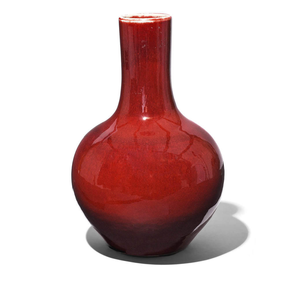 Sang De Boeuf Porcelain Bottle Neck Vase (Tianqiuping) - 19th Century
