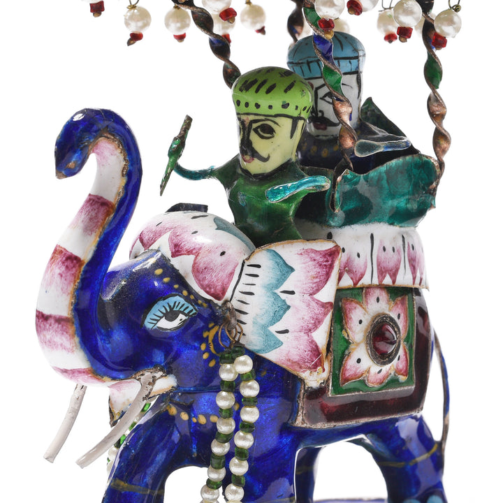 Detail From Antique Meenakari Enamel Elephant - Jaipur - Ca 1950 | Indigo Antiques
