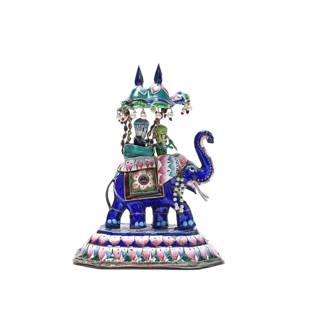 Antique Meenakari Enamel Elephant - Jaipur - Ca 1950 | Indigo Antiques