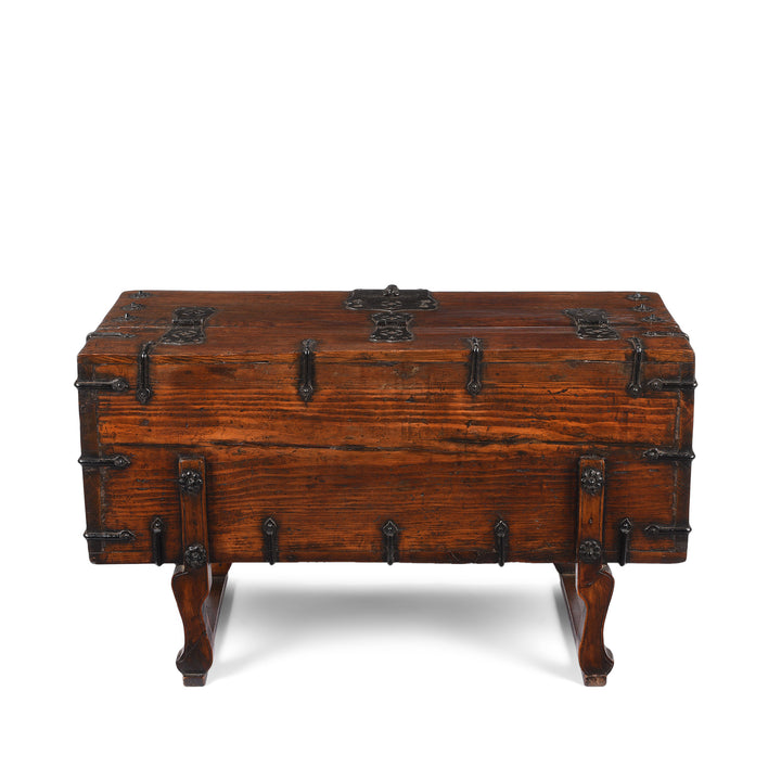 Back of Antique Iron Bound Korean Ton Twe Coin Chest | Indigo Antiques