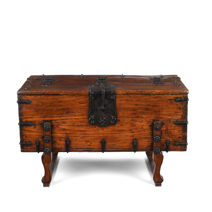 Antique Iron Bound Korean Ton Twe Coin Chest | Indigo Antiques