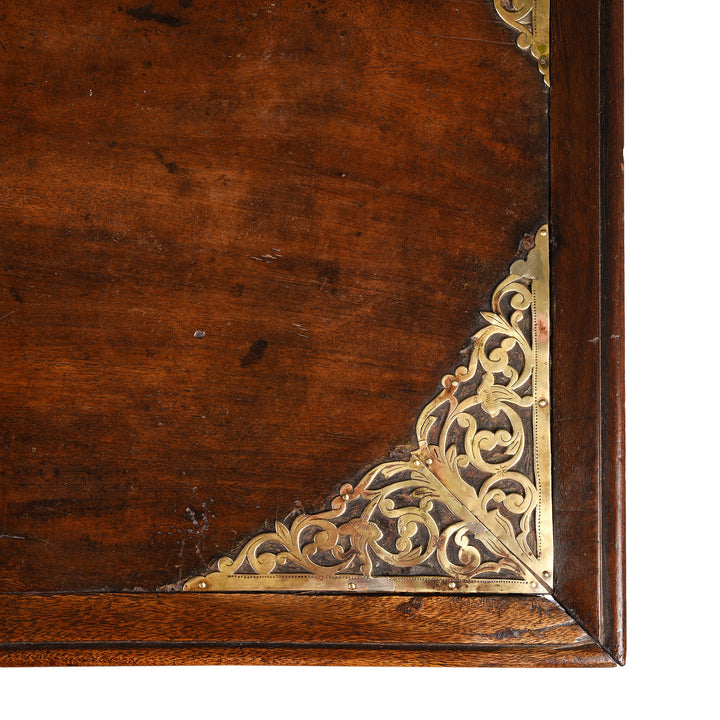 Top Corner Detail From Antique Indo-Dutch Jackfruit & Brass Chest From Ceylon/Sri-Lanka -18thC | Indigo Antiques