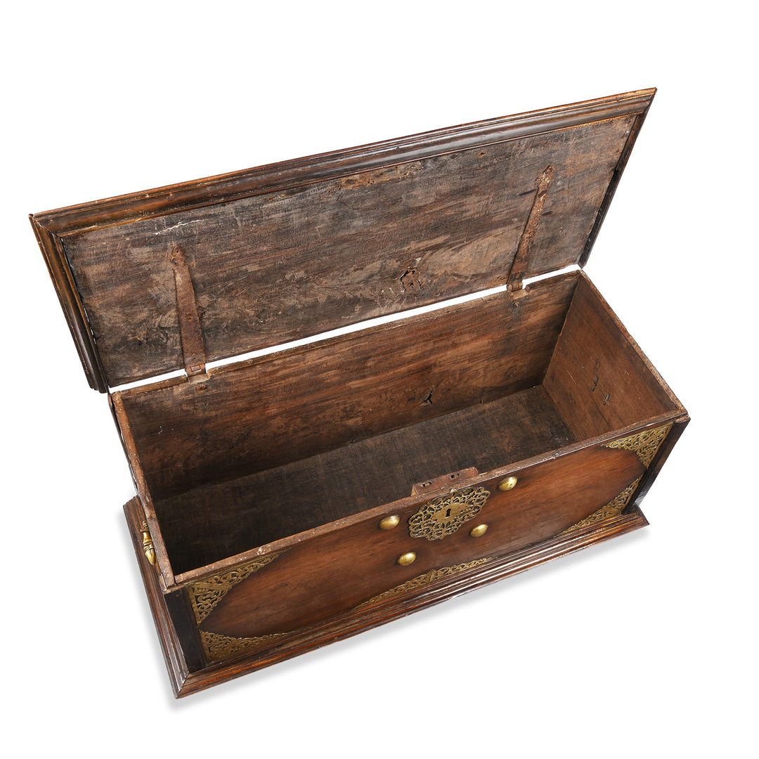Interior Of Antique Indo-Dutch Jackfruit & Brass Chest From Ceylon/Sri-Lanka -18thC | Indigo Antiques