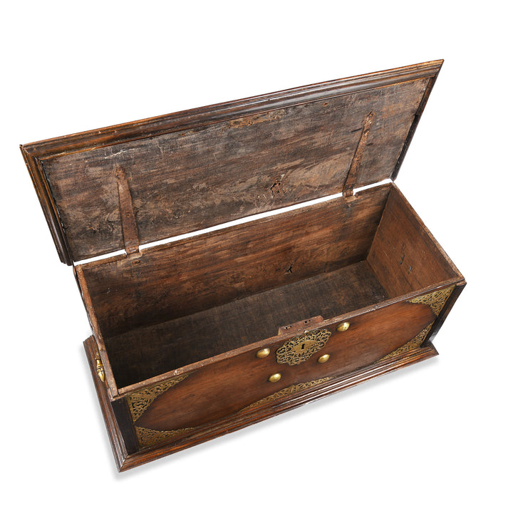 Interior Of Antique Indo-Dutch Jackfruit & Brass Chest From Ceylon/Sri-Lanka -18thC | Indigo Antiques