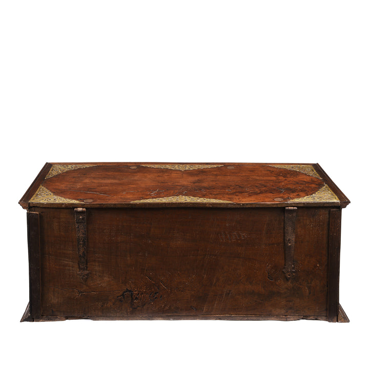 Back Of Antique Indo-Dutch Jackfruit & Brass Chest From Ceylon/Sri-Lanka -18thC | Indigo Antiques