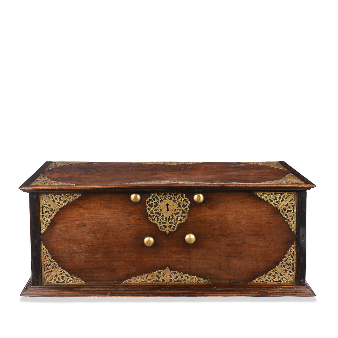 Antique Indo-Dutch Jackfruit & Brass Chest From Ceylon/Sri-Lanka -18thC | Indigo Antiques