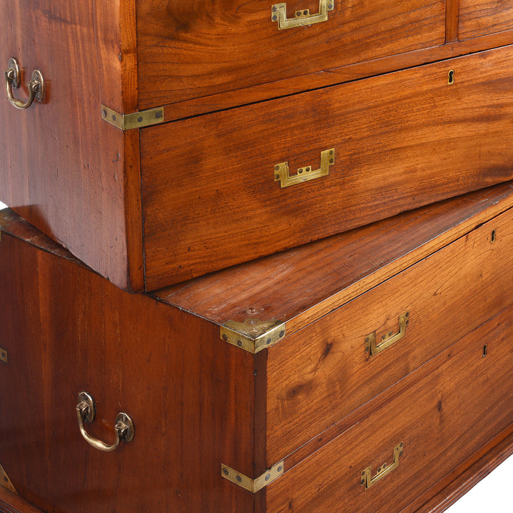 Seperation Detail From Antique Anglo Indian Mahogany Military Campaign Chest Of Drawers - 19th Century | Indigo Antiques