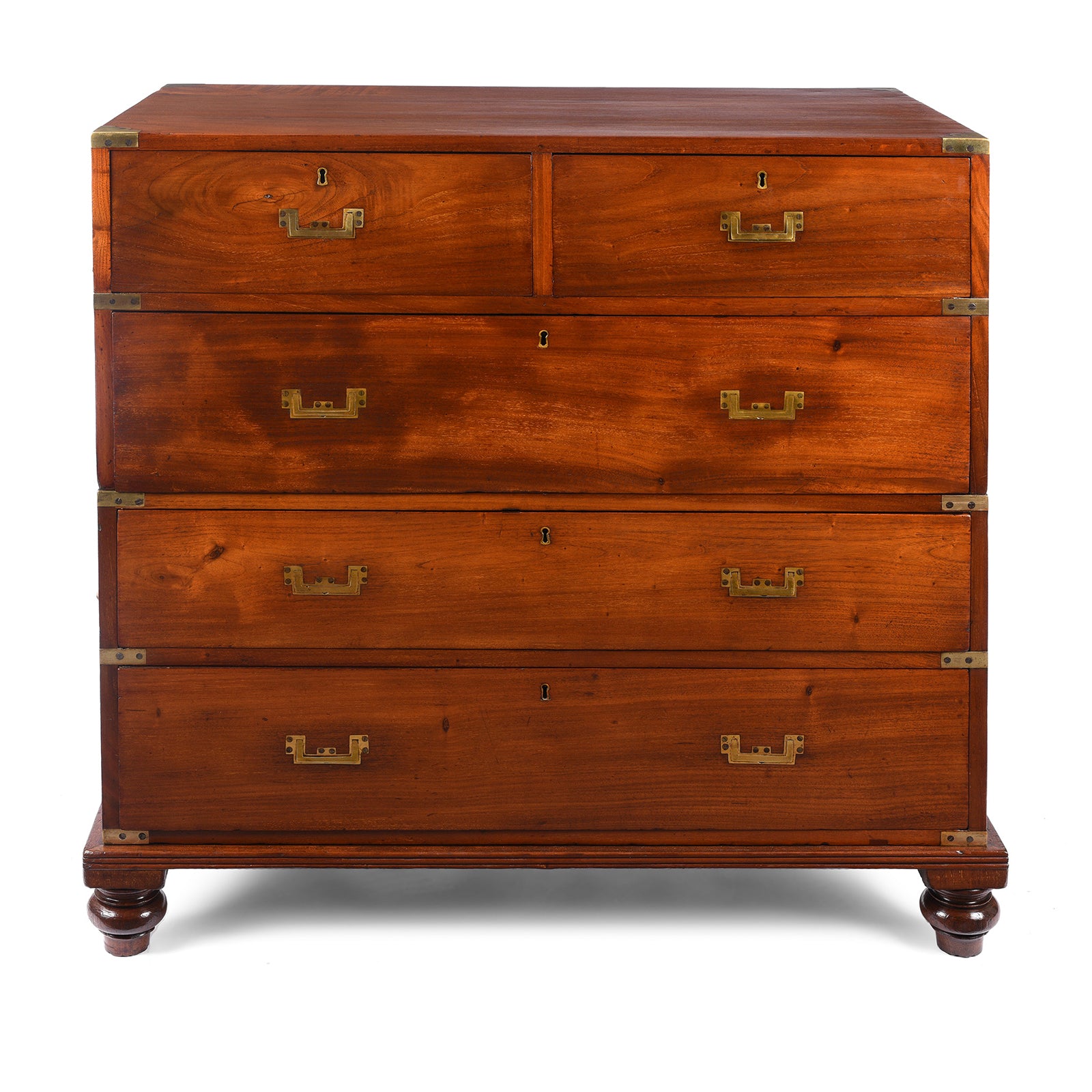Antique Anglo Indian Mahogany Military Campaign Chest Of Drawers - 19th Century | Indigo Antiques