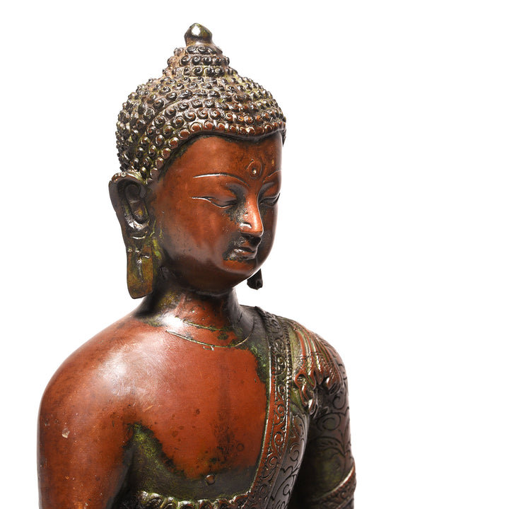 Face Detail From Bronze Buddha From Nepal - Ca 1980 | Indigo Antiques