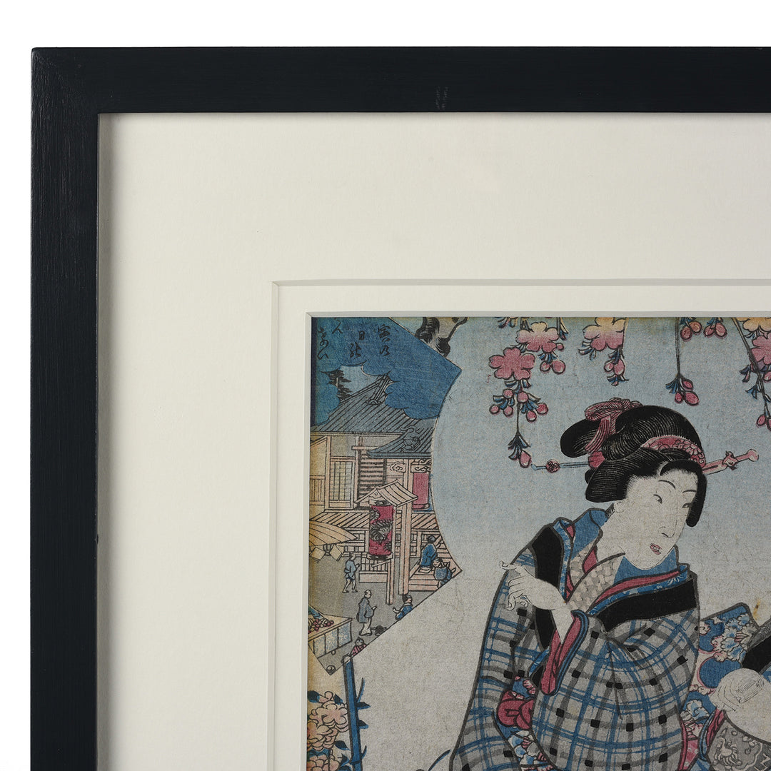 Frame Detail From Antique Framed Japanese Woodblock Print Oban by Utagawa Kunisada | Indigo Antiques