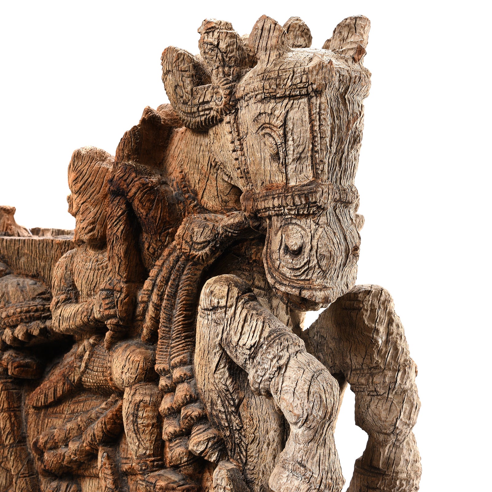 Carved Teak Horse Corbel From Tamil Nadu - 18thC Carved Teak Horse Corbel From Tamil Nadu - 18thC