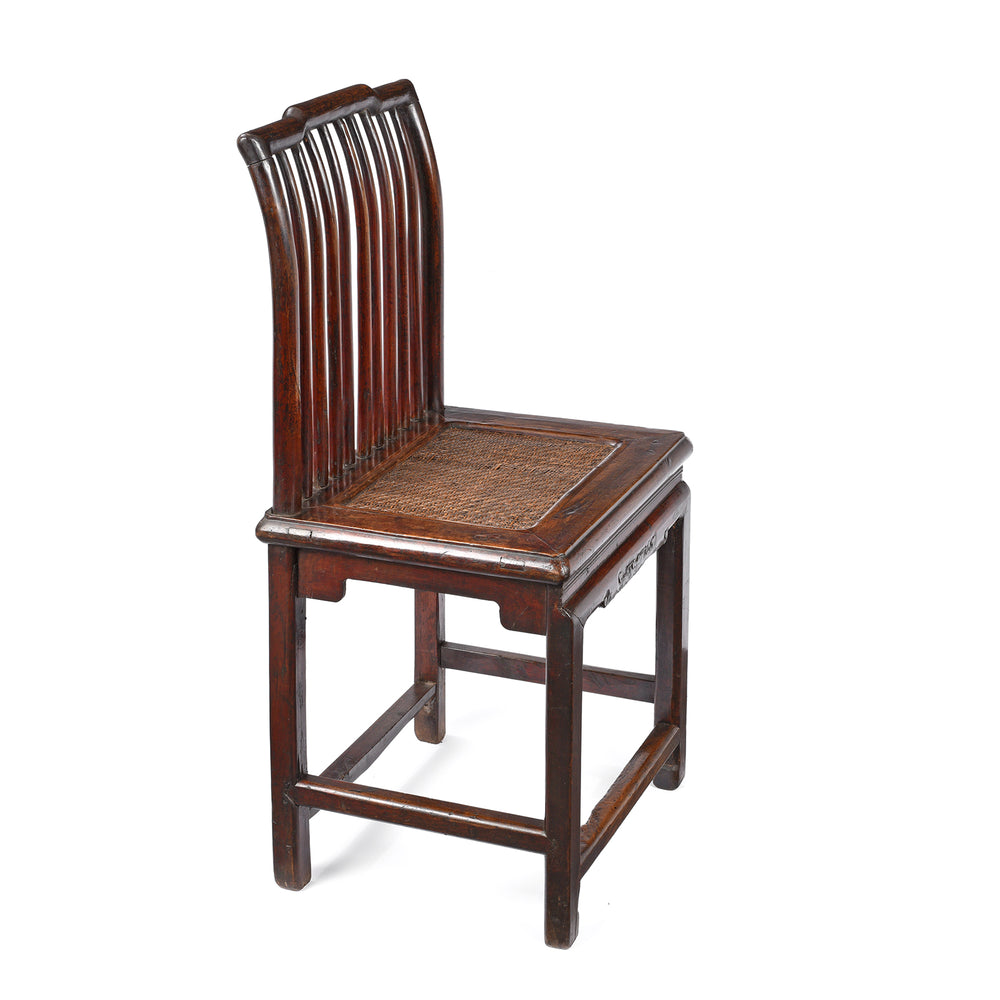 Angled View Of Chinese Catalpa Book Chair With Rattan Seat From Zhejiang - 19th Century| Indigo Antiques