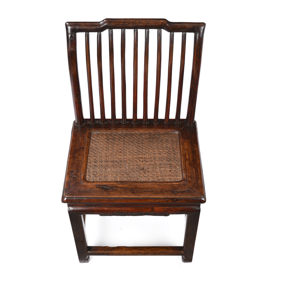 Top Down View Of Chinese Catalpa Book Chair With Rattan Seat From Zhejiang - 19th Century| Indigo Antiques