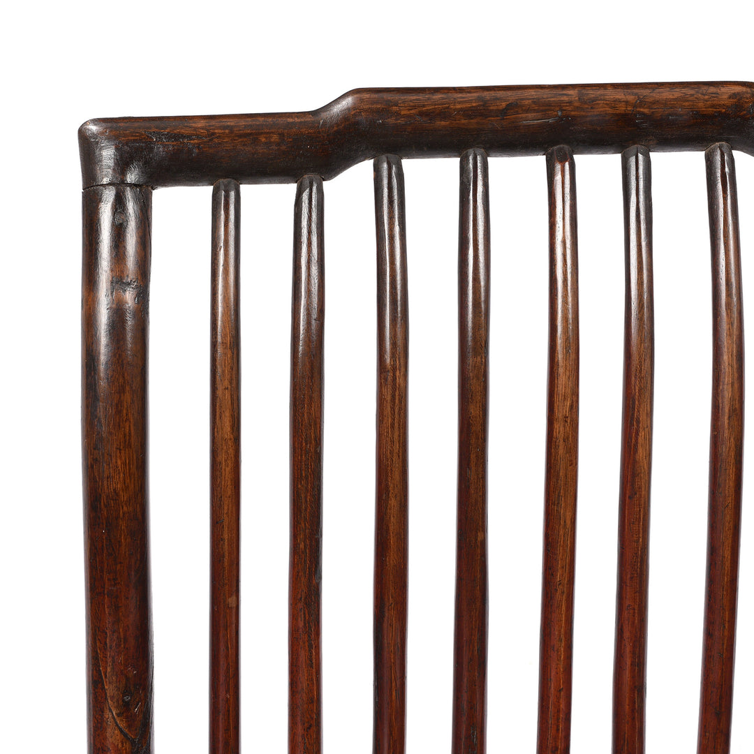 Corner Detail From Chinese Catalpa Book Chair With Rattan Seat From Zhejiang - 19th Century| Indigo Antiques