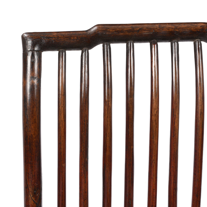 Corner Detail From Chinese Catalpa Book Chair With Rattan Seat From Zhejiang - 19th Century| Indigo Antiques