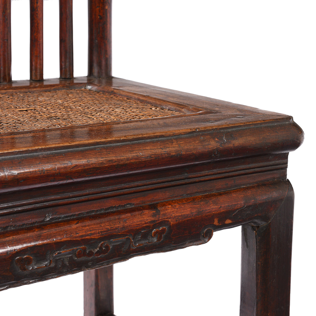 Detail From Chinese Catalpa Book Chair With Rattan Seat From Zhejiang - 19th Century| Indigo Antiques