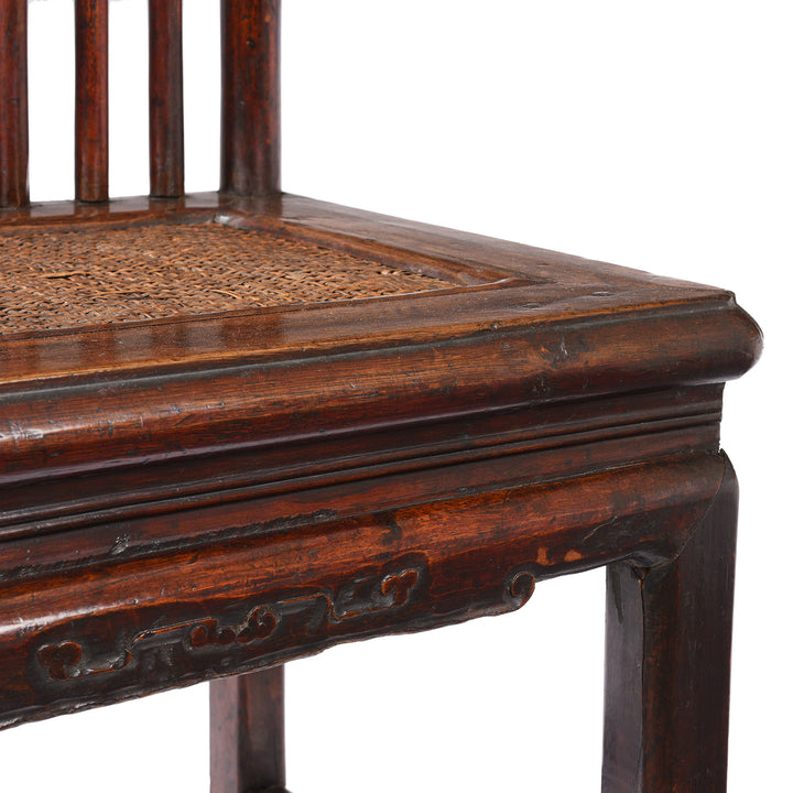 Detail From Chinese Catalpa Book Chair With Rattan Seat From Zhejiang - 19th Century| Indigo Antiques